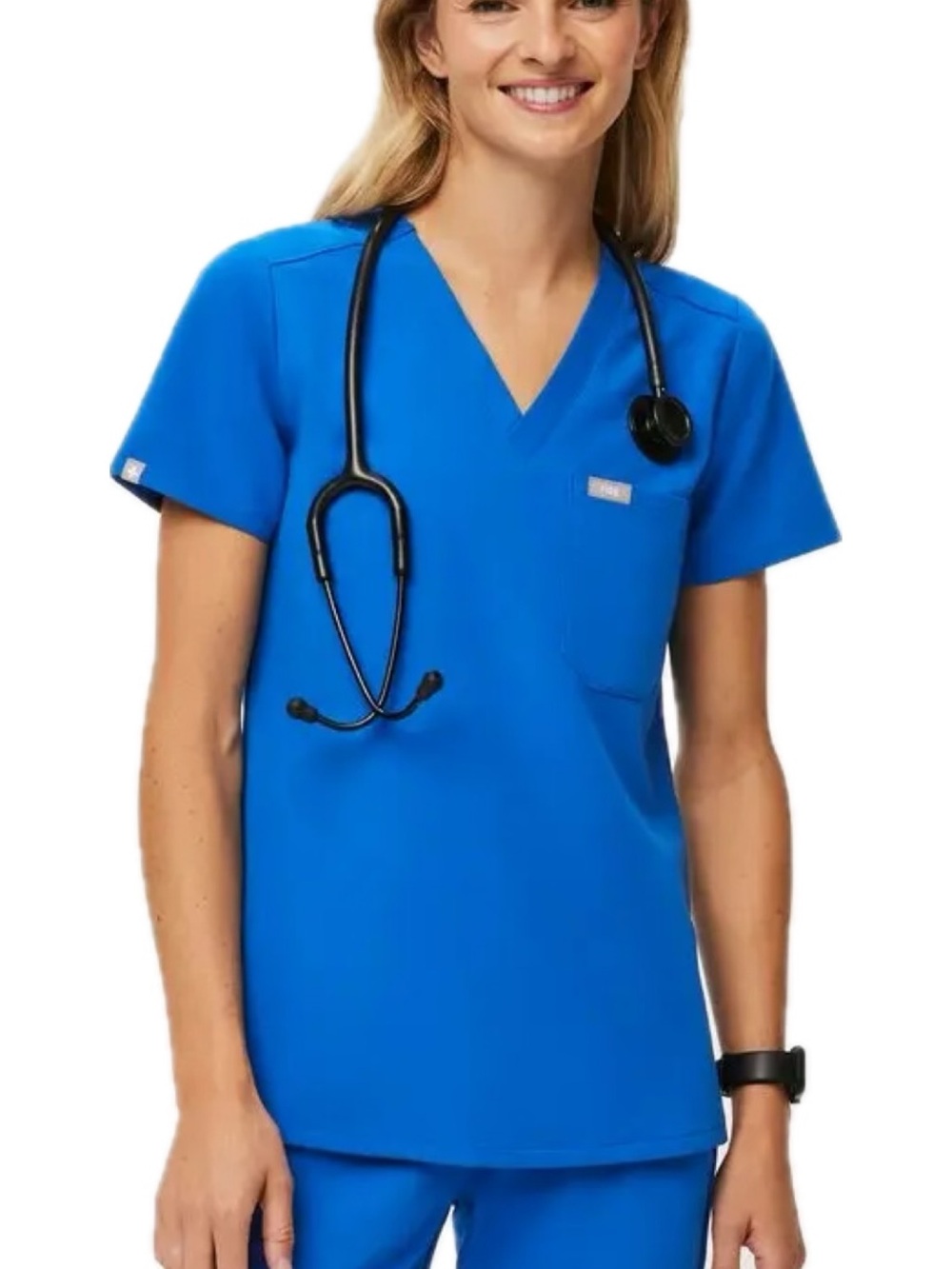 FIGS Catarina Scrub Top in Royal Blue, S
